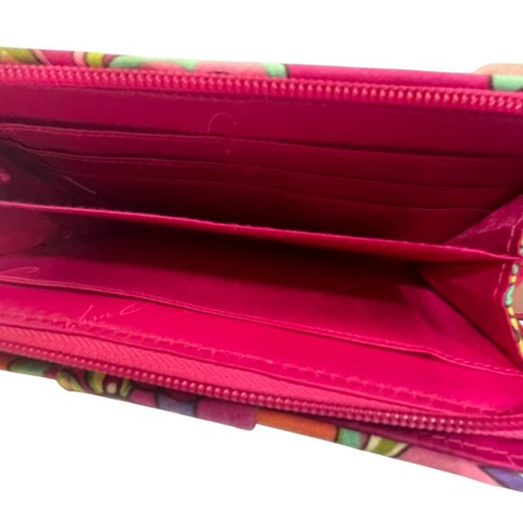 Vera Bradley Women's Cotton RFID Turnlock Wallet - Pink Swirls - Picture 11 of 12